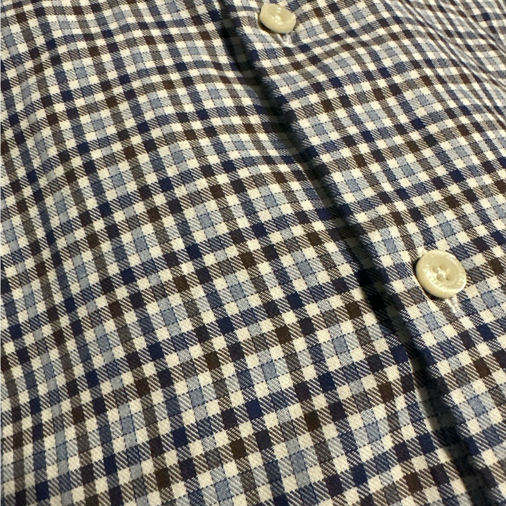 Hart Schaffner Marx Blue, Brown and White Casual Button Down Shirt - Picture 3 of 5